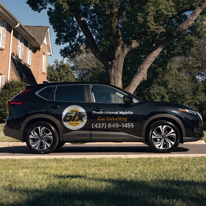 Black SUV with 6ix Auto Care branding