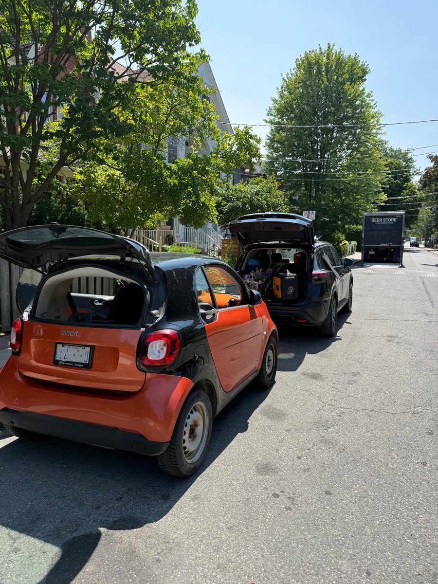 6ix Auto Care service vehicle parked behind a customer's car on a Toronto residential street, equipment and generator ready