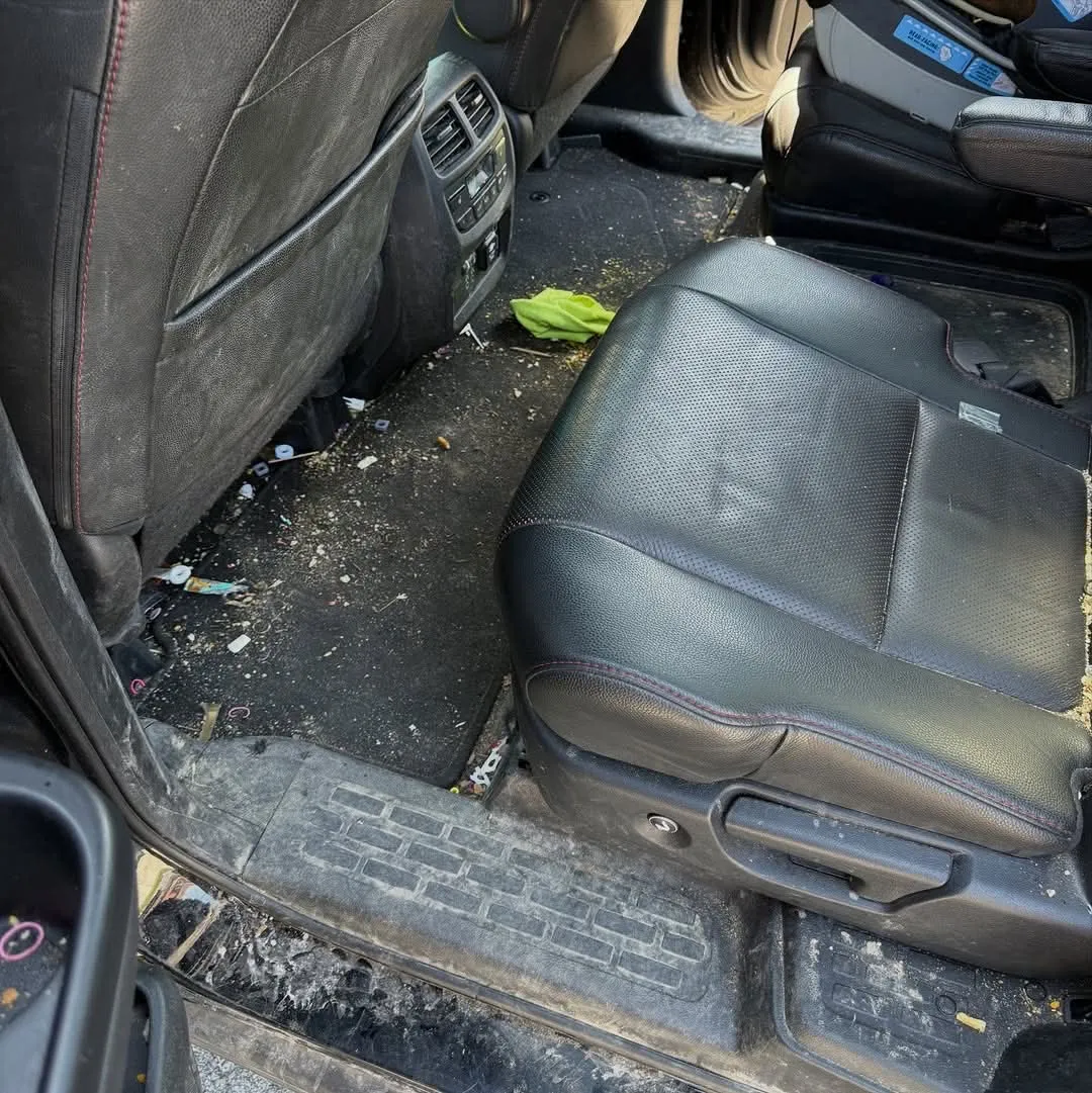 Honda Pilot driver footwell before cleaning