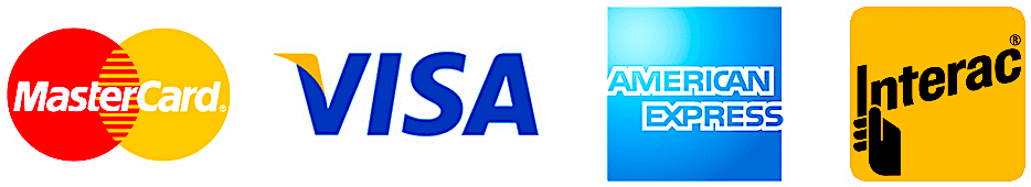 We accept Cash, MasterCard, Visa, American Express, and Interac